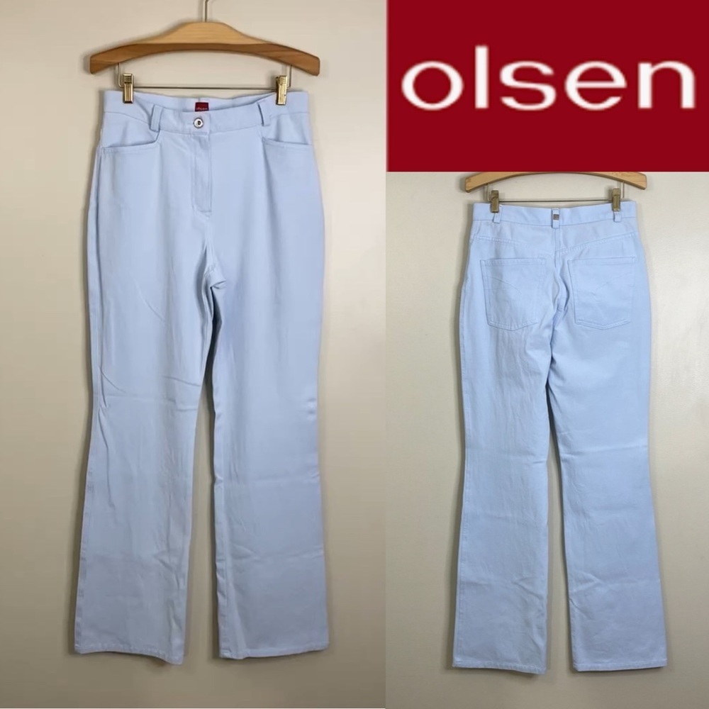 VINTAGE OLSEN EUROPE MONA POWDER BLUE PANTS SIZE 6 97% COTTON 3% ELASTANE